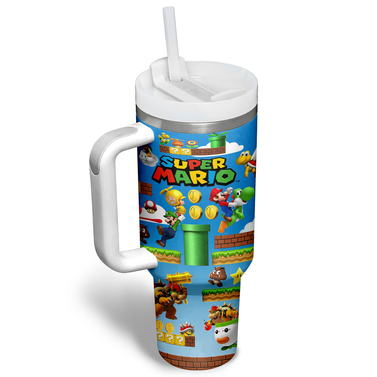 Super Mario Games Custom Stanley Cup 40 oz 30 oz Tumbler With Handle