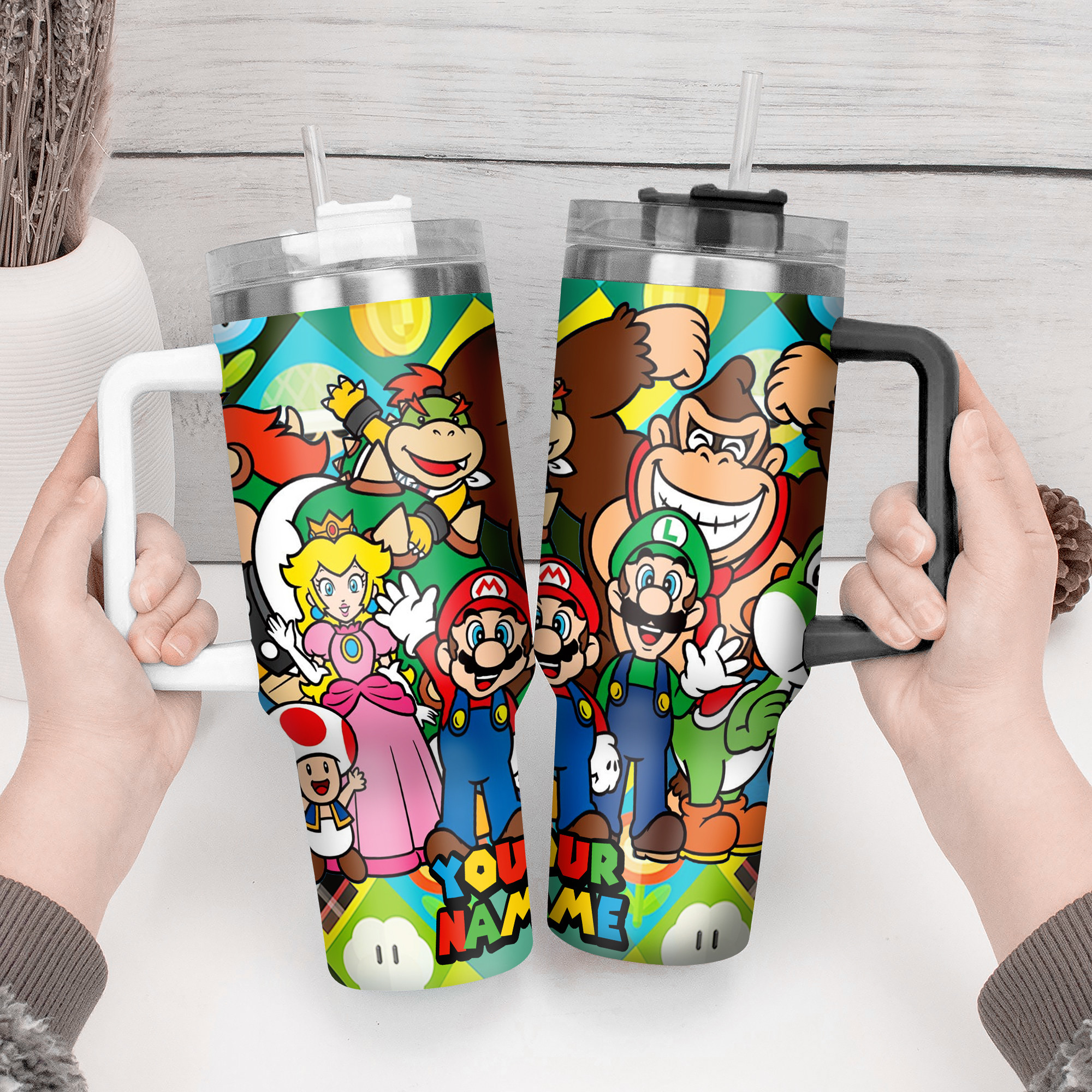 Super Mario Games Custom Stanley Cup 40 oz 30 oz Tumbler With Handle