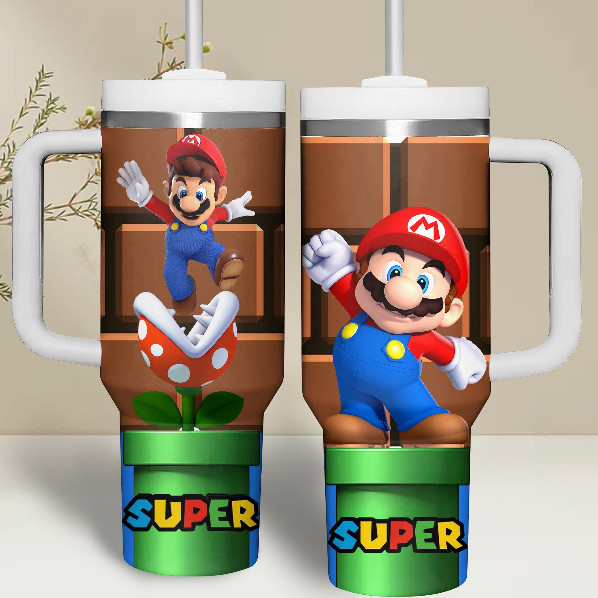 Super Mario Games Custom Stanley Cup 40 oz 30 oz Tumbler With Handle