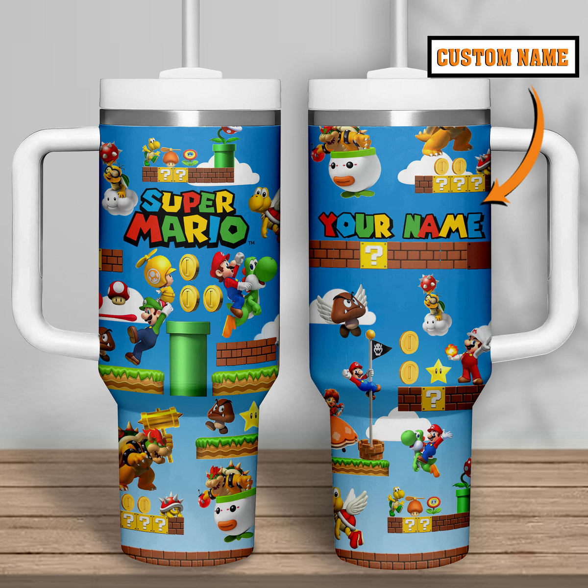 Super Mario Games Custom Stanley Cup 40 oz 30 oz Tumbler With Handle