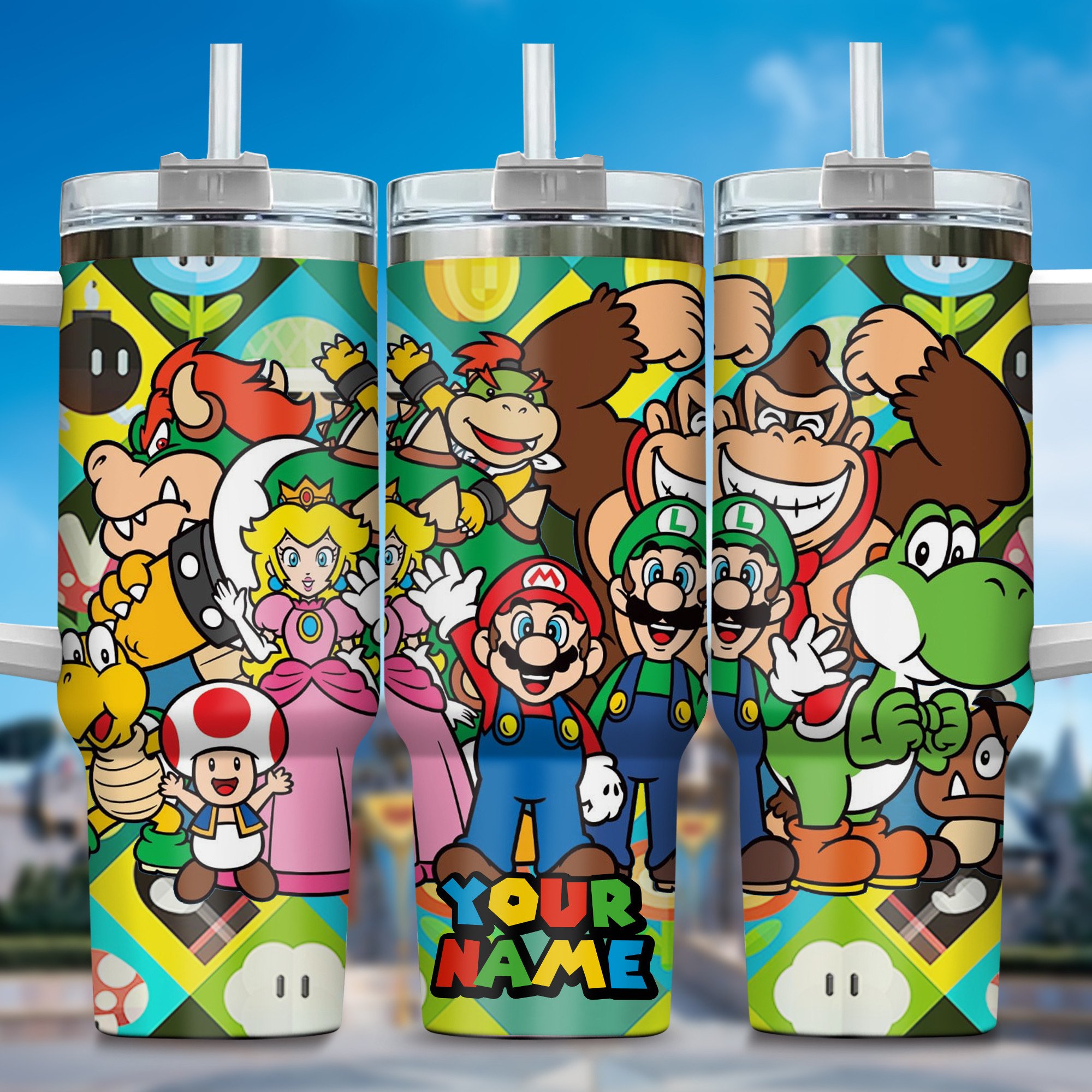Super Mario Games Custom Stanley Cup 40 oz 30 oz Tumbler With Handle