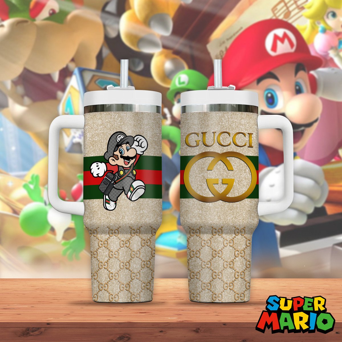 Super Mario Games Custom Stanley Cup 40 oz 30 oz Tumbler With Handle