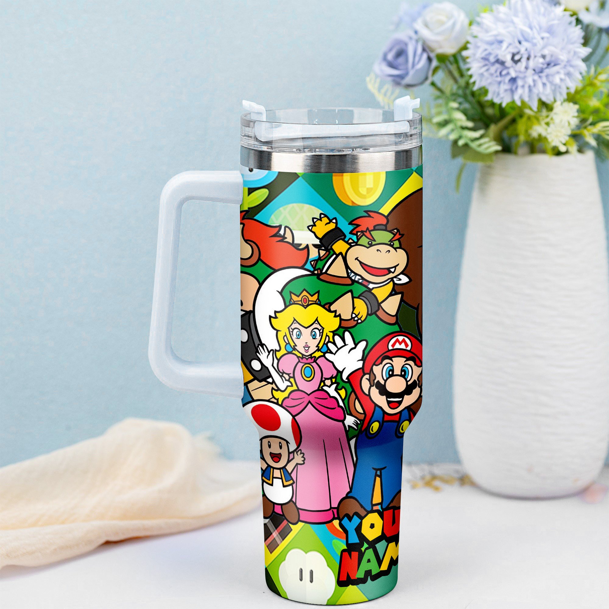 Super Mario Games Custom Stanley Cup 40 oz 30 oz Tumbler With Handle
