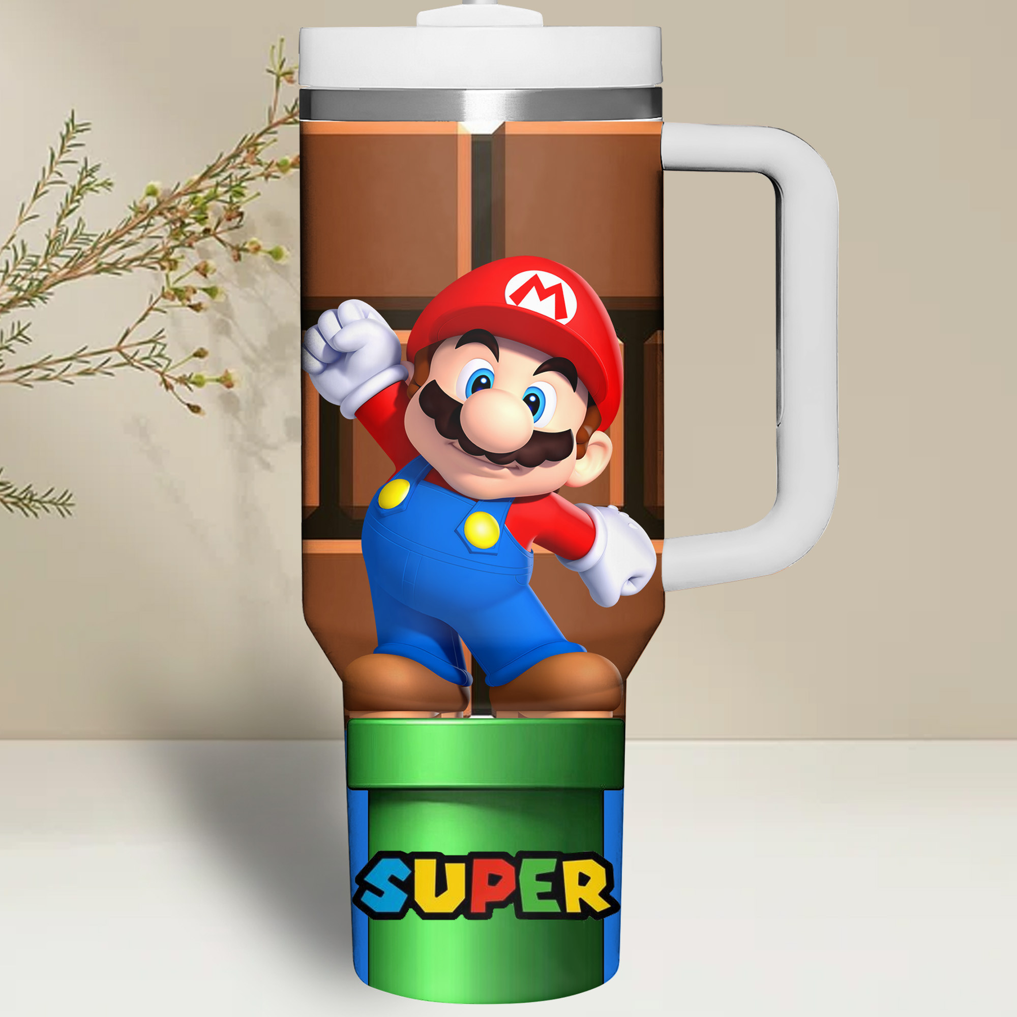 Super Mario Games Custom Stanley Cup 40 oz 30 oz Tumbler With Handle