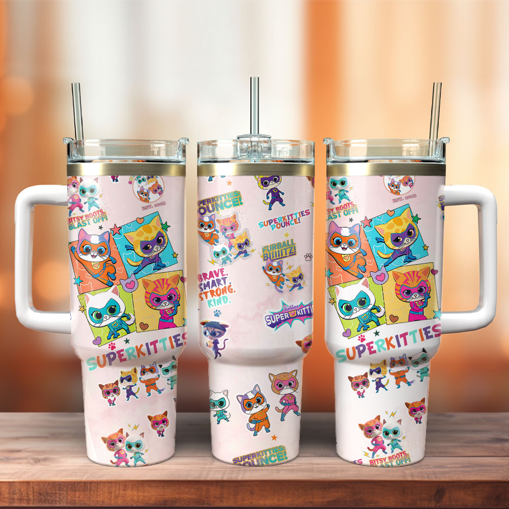 SuperKitties Cartoon Custom Stanley Cup 40 oz 30 oz Tumbler With Handle