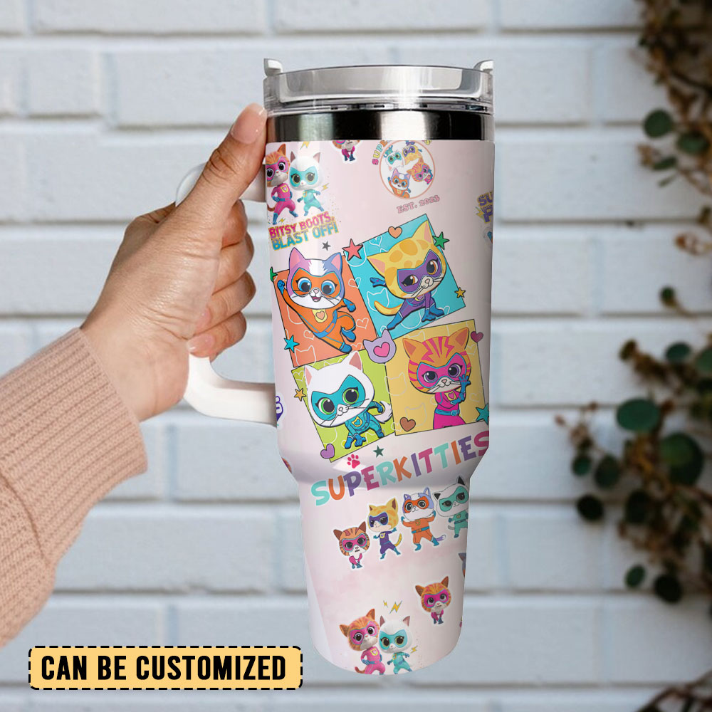 SuperKitties Cartoon Custom Stanley Cup 40 oz 30 oz Tumbler With Handle