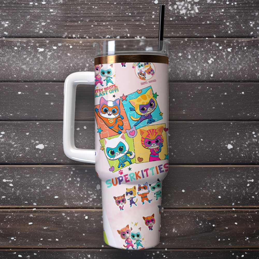 SuperKitties Cartoon Custom Stanley Cup 40 oz 30 oz Tumbler With Handle