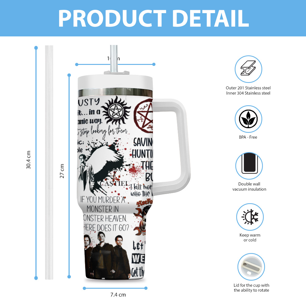 Supernatural TV Series Custom Stanley Cup 40 oz 30 oz Tumbler With Handle