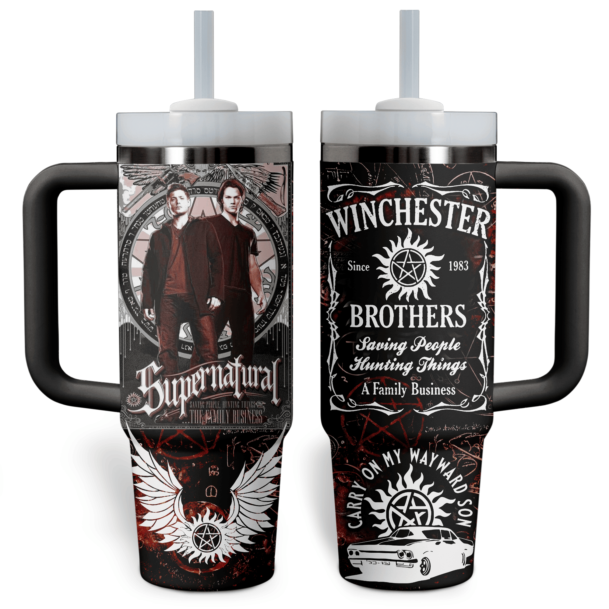Supernatural Winchester Brothers TV Series Custom Stanley Cup 40 oz 30 oz Tumbler With Handle