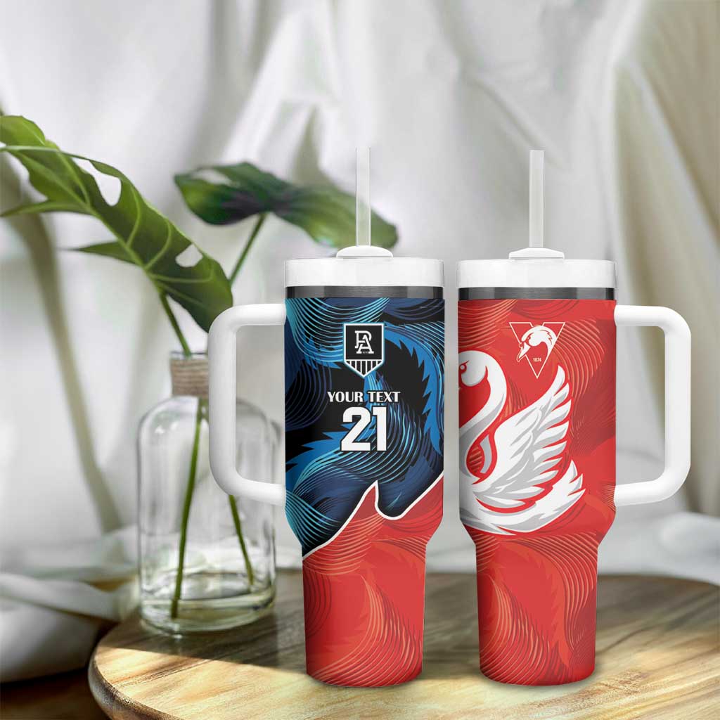 Swans-Port Adelaide Football Cracked Metal Style Custom Stanley Cup 40 oz 30 oz Tumbler With Handle