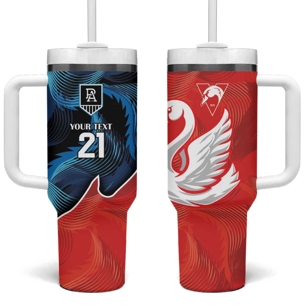Swans-Port Adelaide Football Cracked Metal Style Custom Stanley Cup 40 oz 30 oz Tumbler With Handle
