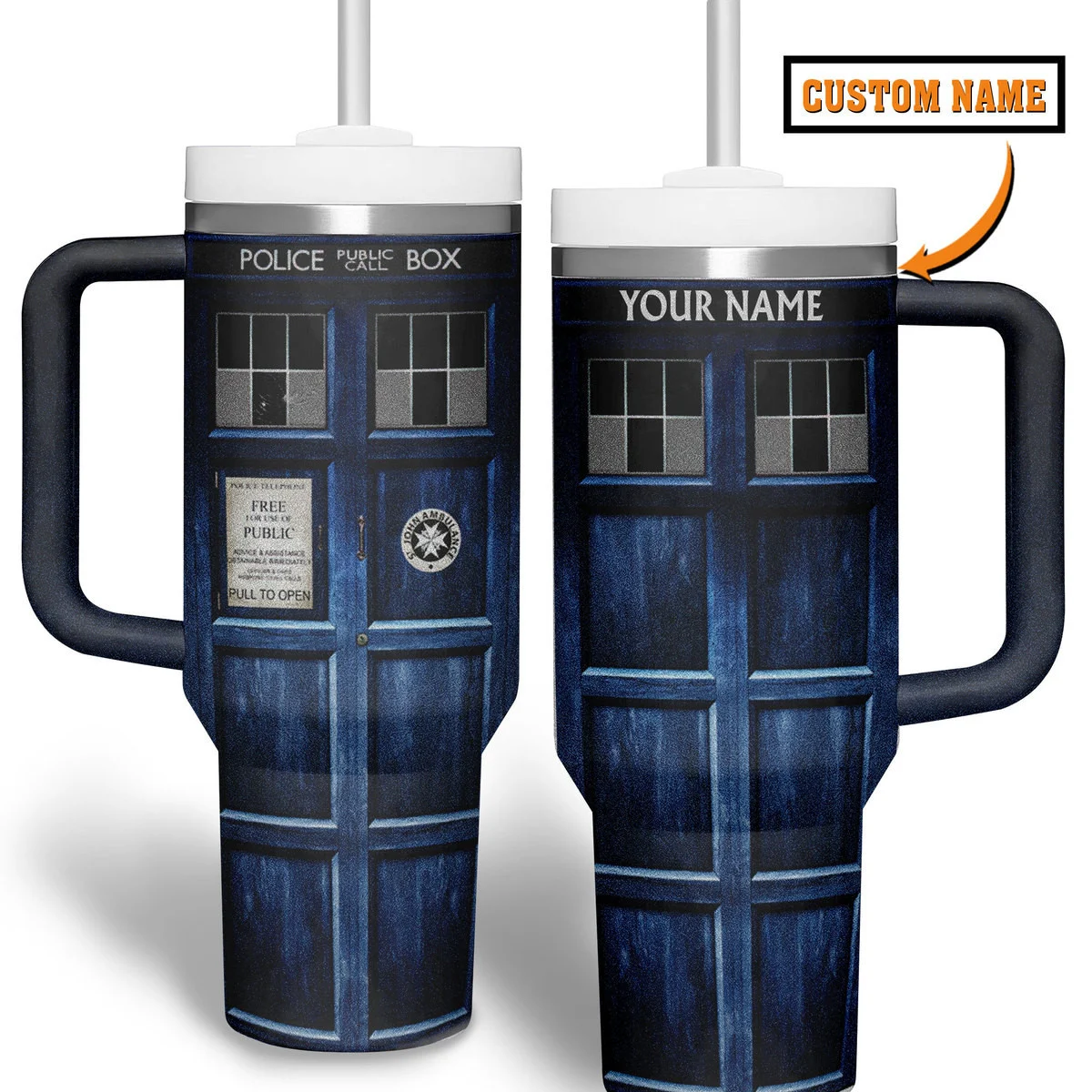 Tardis Doctor Who Custom Stanley Cup 40 oz 30 oz Tumbler With Handle