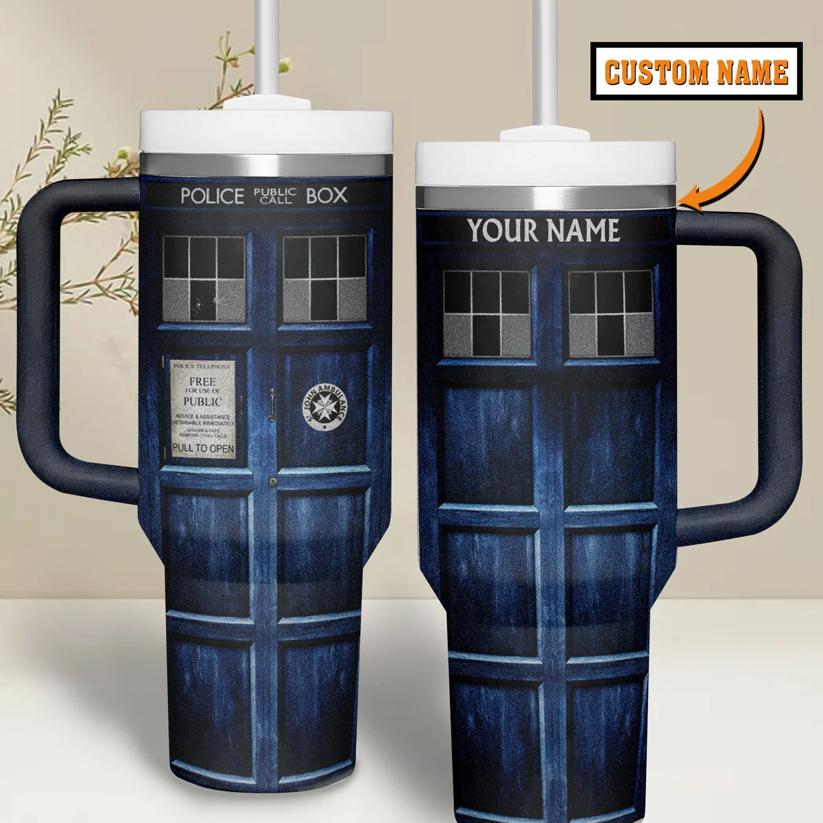 Tardis Doctor Who Custom Stanley Cup 40 oz 30 oz Tumbler With Handle