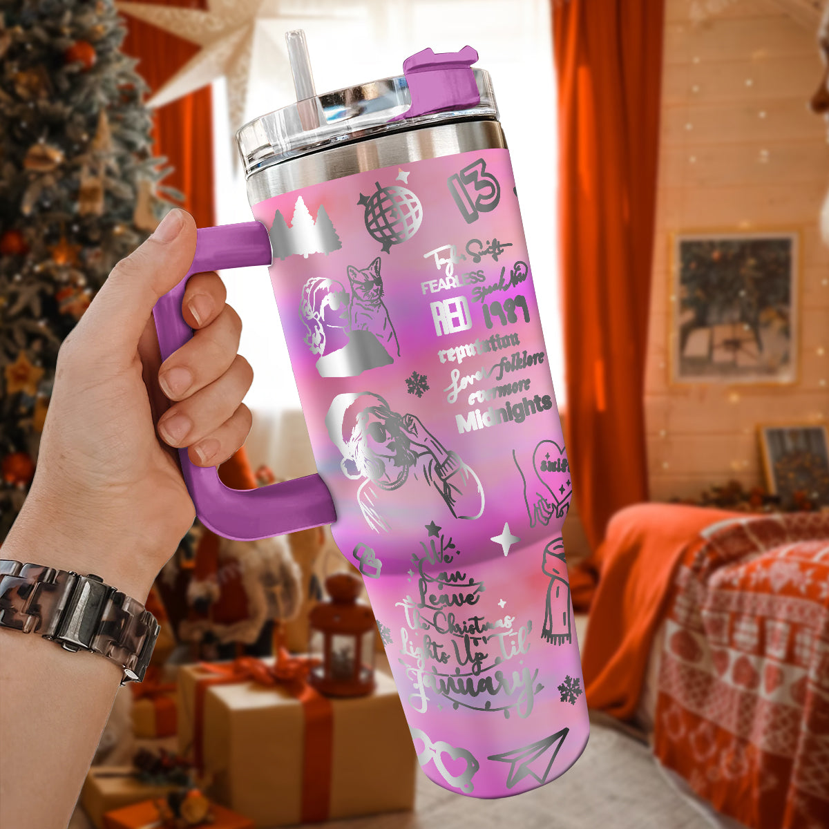 Taylor Swift Music Christmas Custom Stanley Cup 40 oz 30 oz Tumbler With Handle