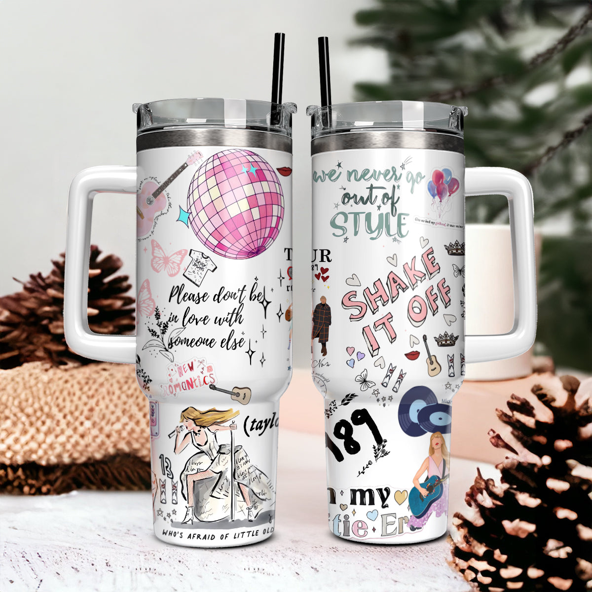Taylor Swift Music Christmas Custom Stanley Cup 40 oz 30 oz Tumbler With Handle