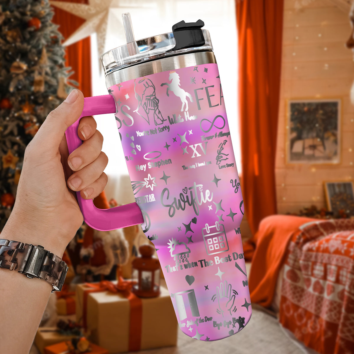 Taylor Swift Music Christmas Custom Stanley Cup 40 oz 30 oz Tumbler With Handle