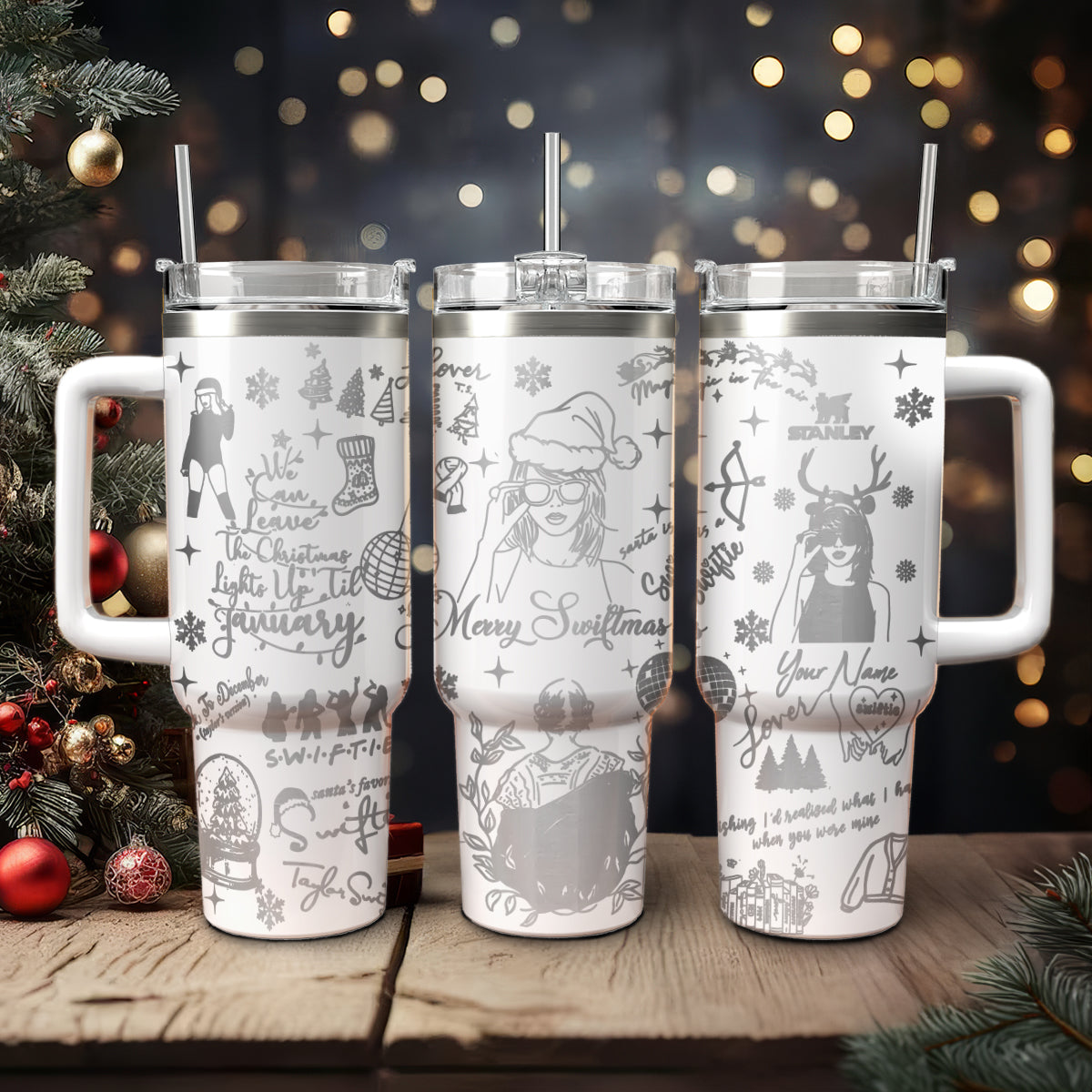 Taylor Swift Music Christmas Custom Stanley Cup 40 oz 30 oz Tumbler With Handle