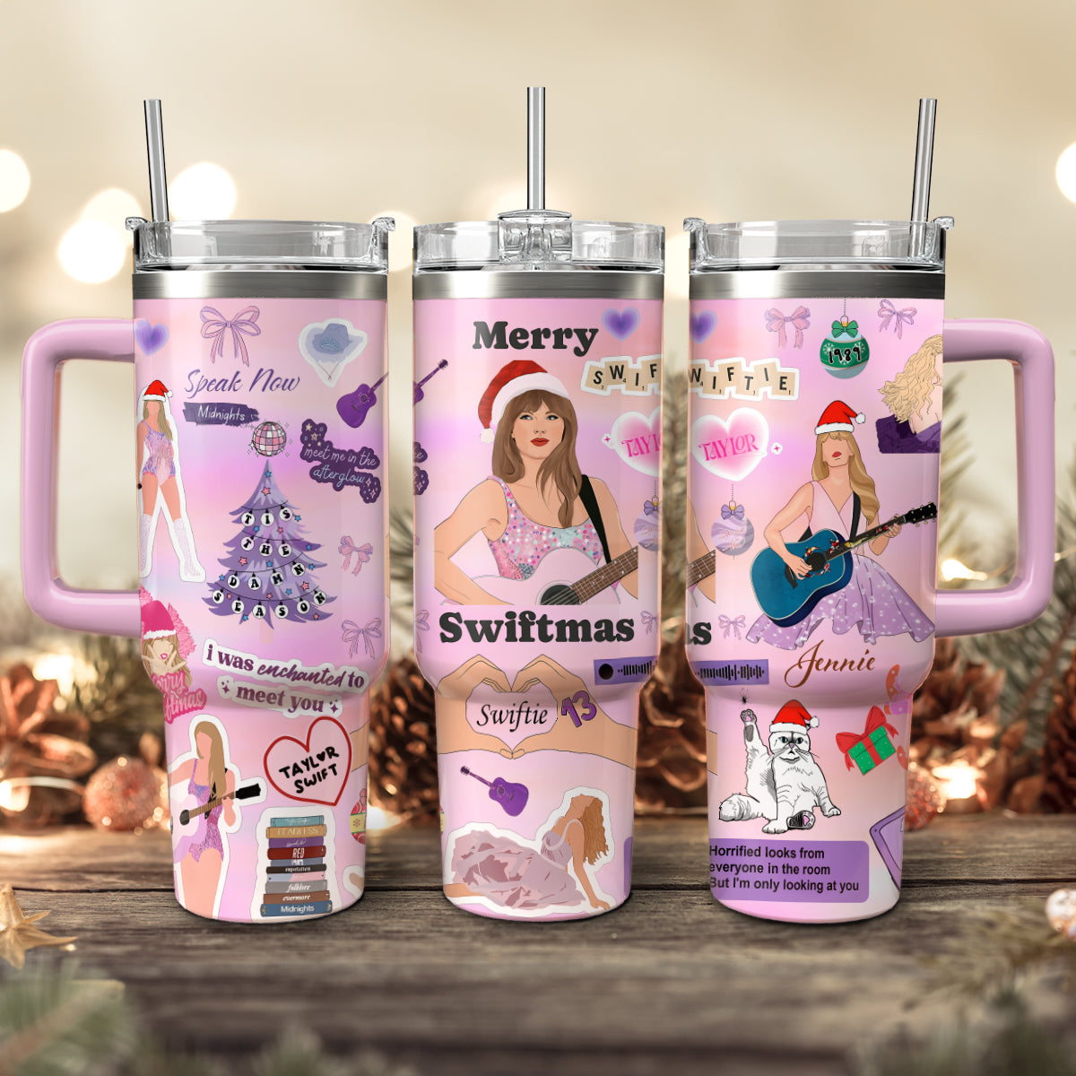 Taylor Swift Music Christmas Custom Stanley Cup 40 oz 30 oz Tumbler With Handle