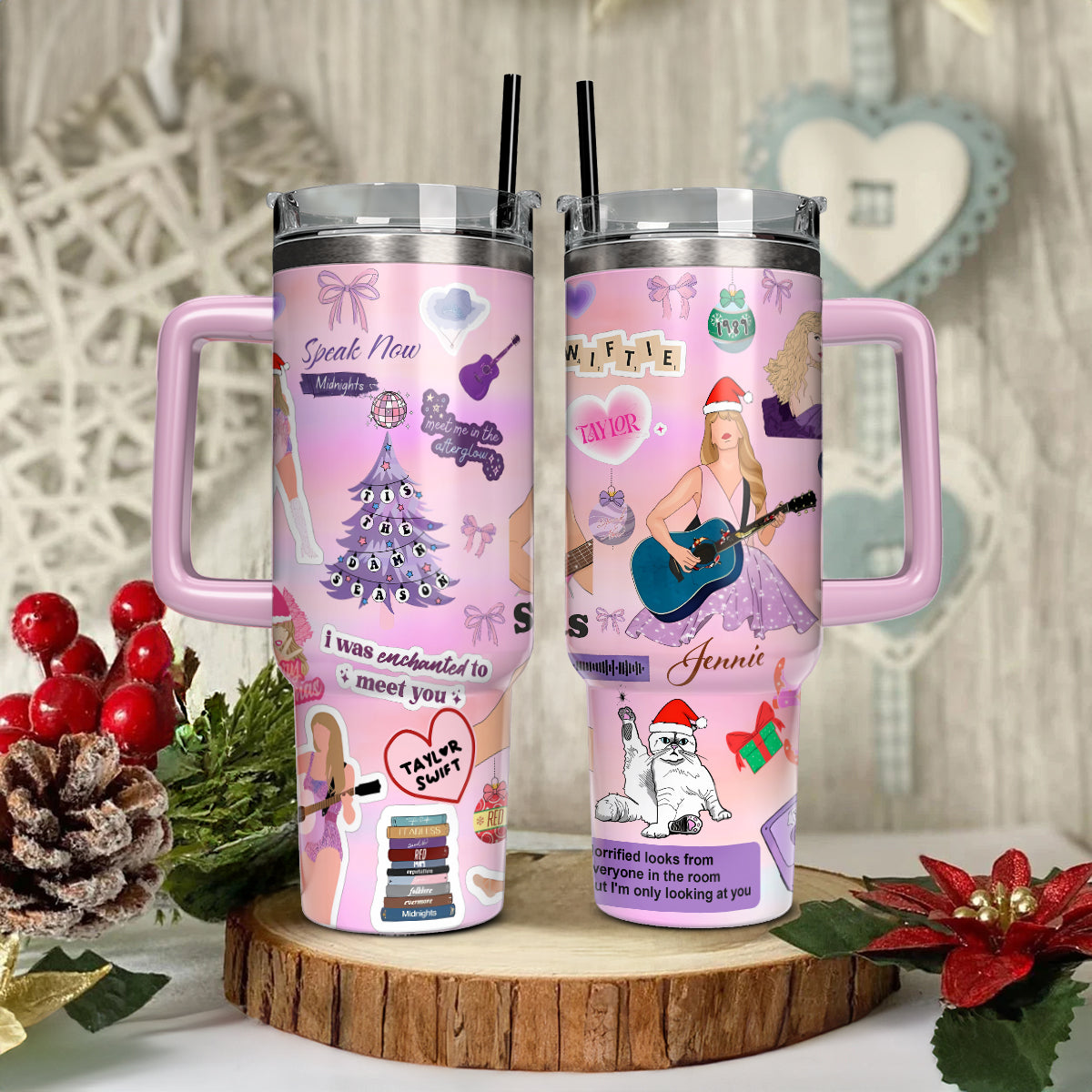 Taylor Swift Music Christmas Custom Stanley Cup 40 oz 30 oz Tumbler With Handle