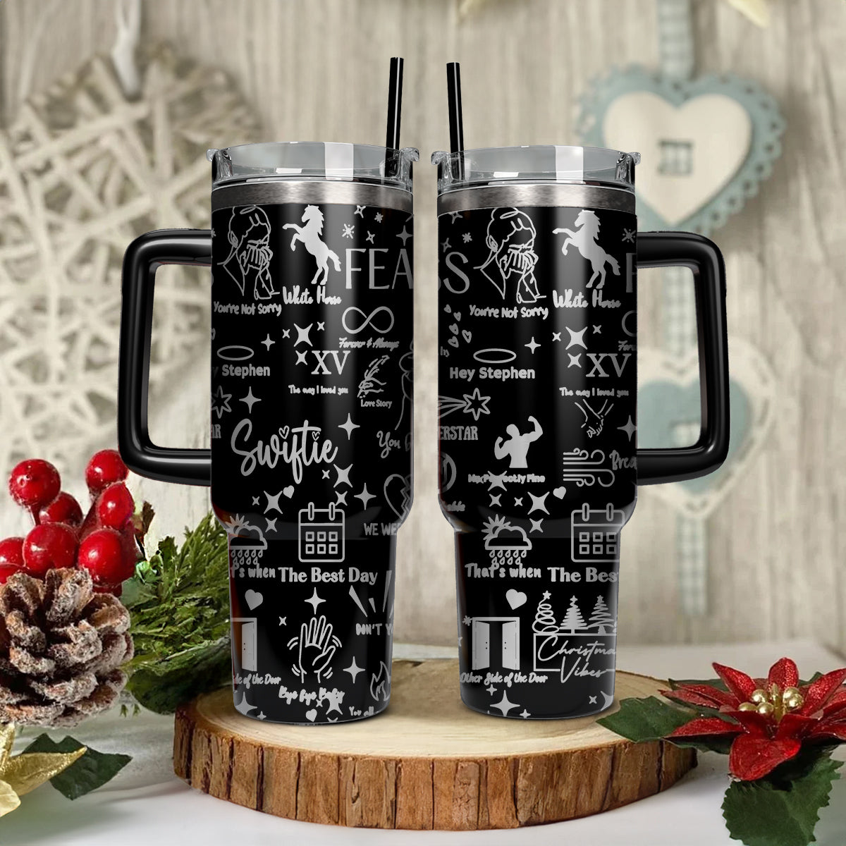 Taylor Swift Music Christmas Custom Stanley Cup 40 oz 30 oz Tumbler With Handle