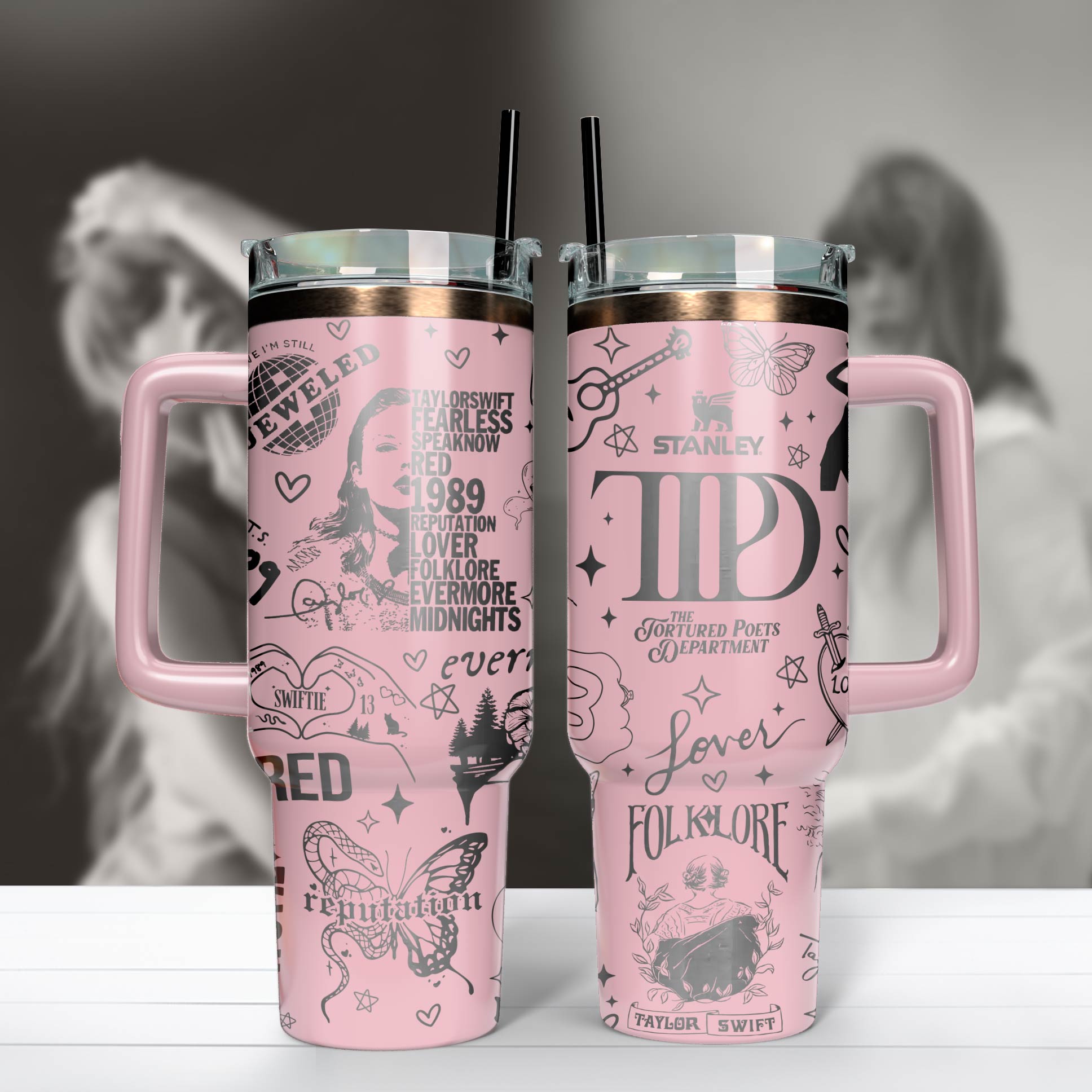 Taylor Swift Music Custom Stanley Cup 40 oz 30 oz Tumbler With Handle