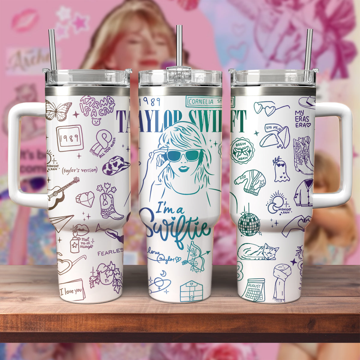 Taylor Swift Music Custom Stanley Cup 40 oz 30 oz Tumbler With Handle