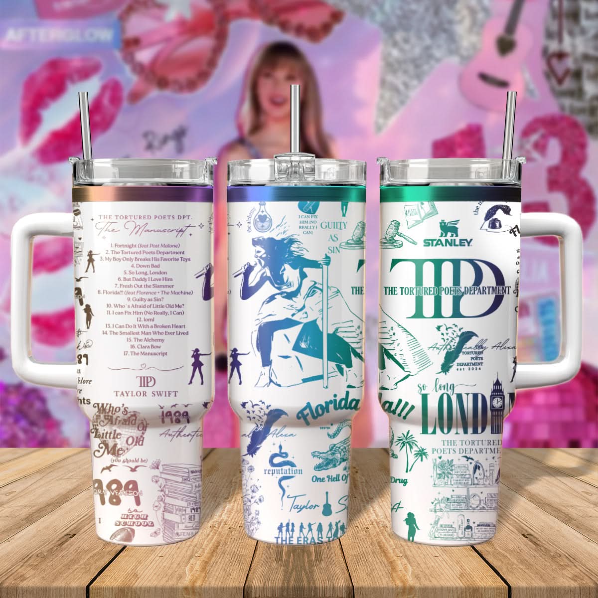 Taylor Swift Music Custom Stanley Cup 40 oz 30 oz Tumbler With Handle