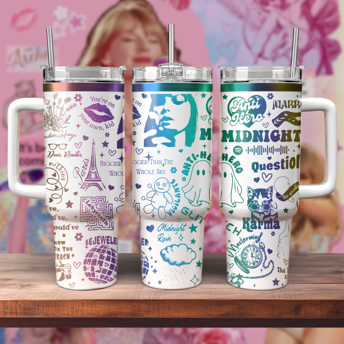 Taylor Swift Music Custom Stanley Cup 40 oz 30 oz Tumbler With Handle
