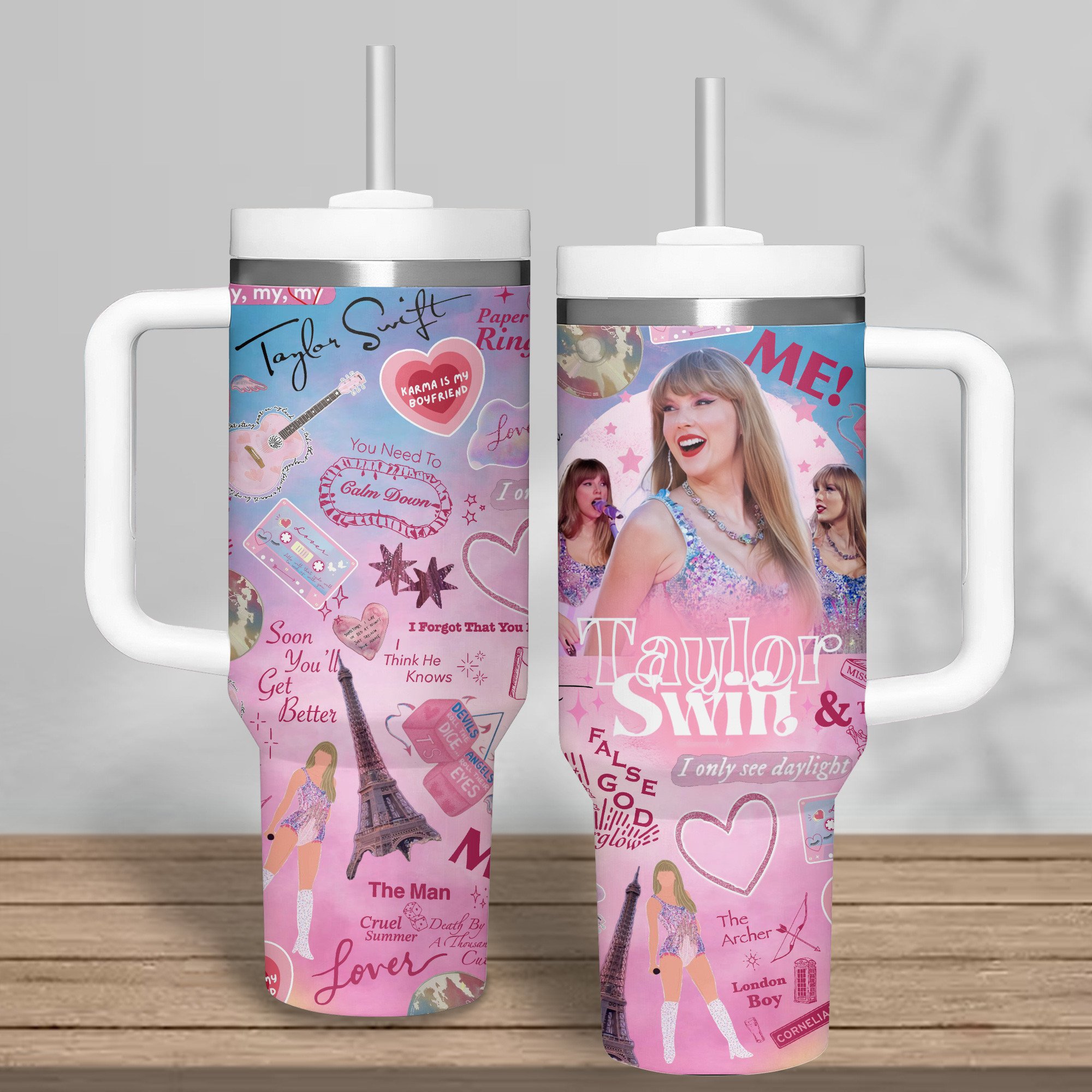 Taylor Swift Music Custom Stanley Cup 40 oz 30 oz Tumbler With Handle