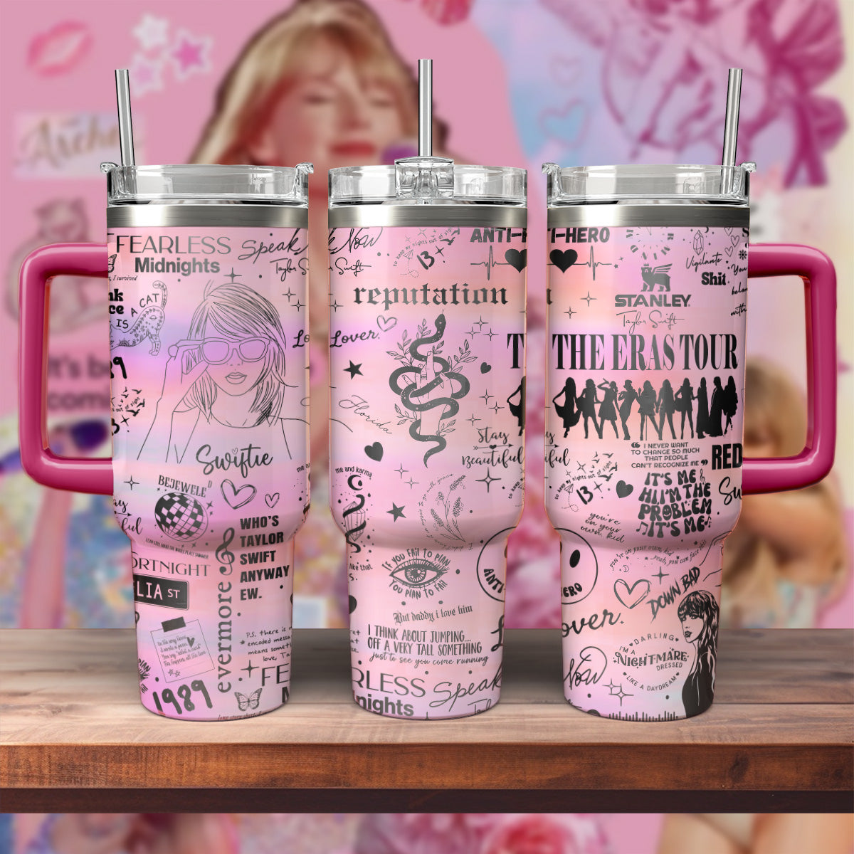 Taylor Swift Music Custom Stanley Cup 40 oz 30 oz Tumbler With Handle