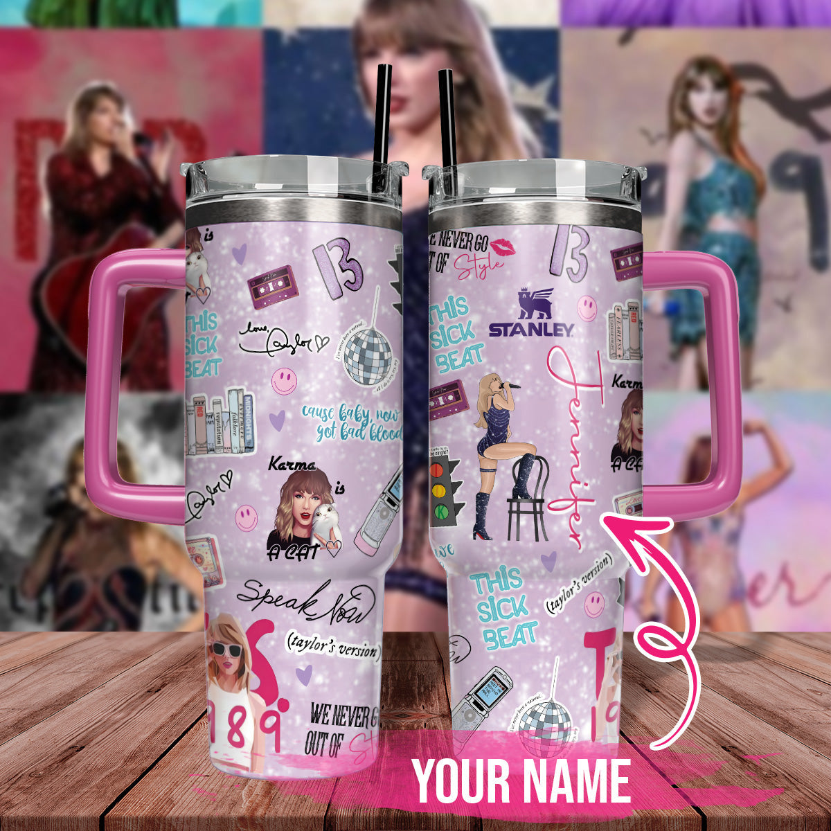 Taylor Swift Music Custom Stanley Cup 40 oz 30 oz Tumbler With Handle