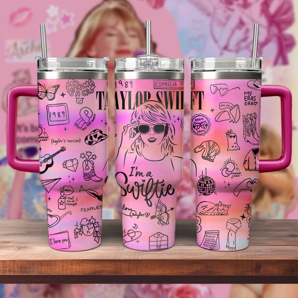 Taylor Swift Music Custom Stanley Cup 40 oz 30 oz Tumbler With Handle