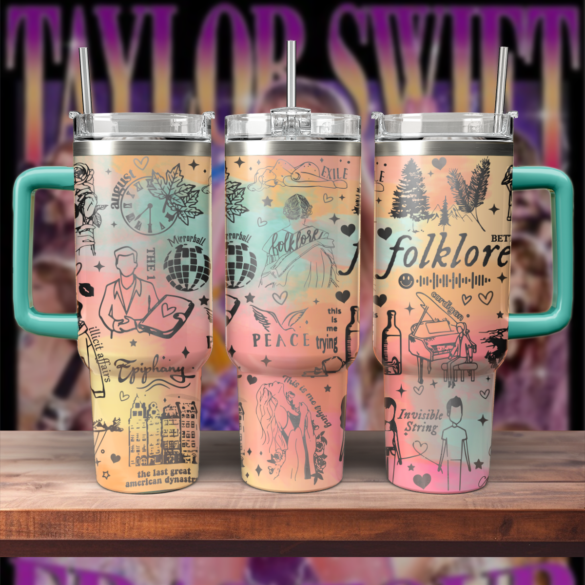 Taylor Swift Music Custom Stanley Cup 40 oz 30 oz Tumbler With Handle
