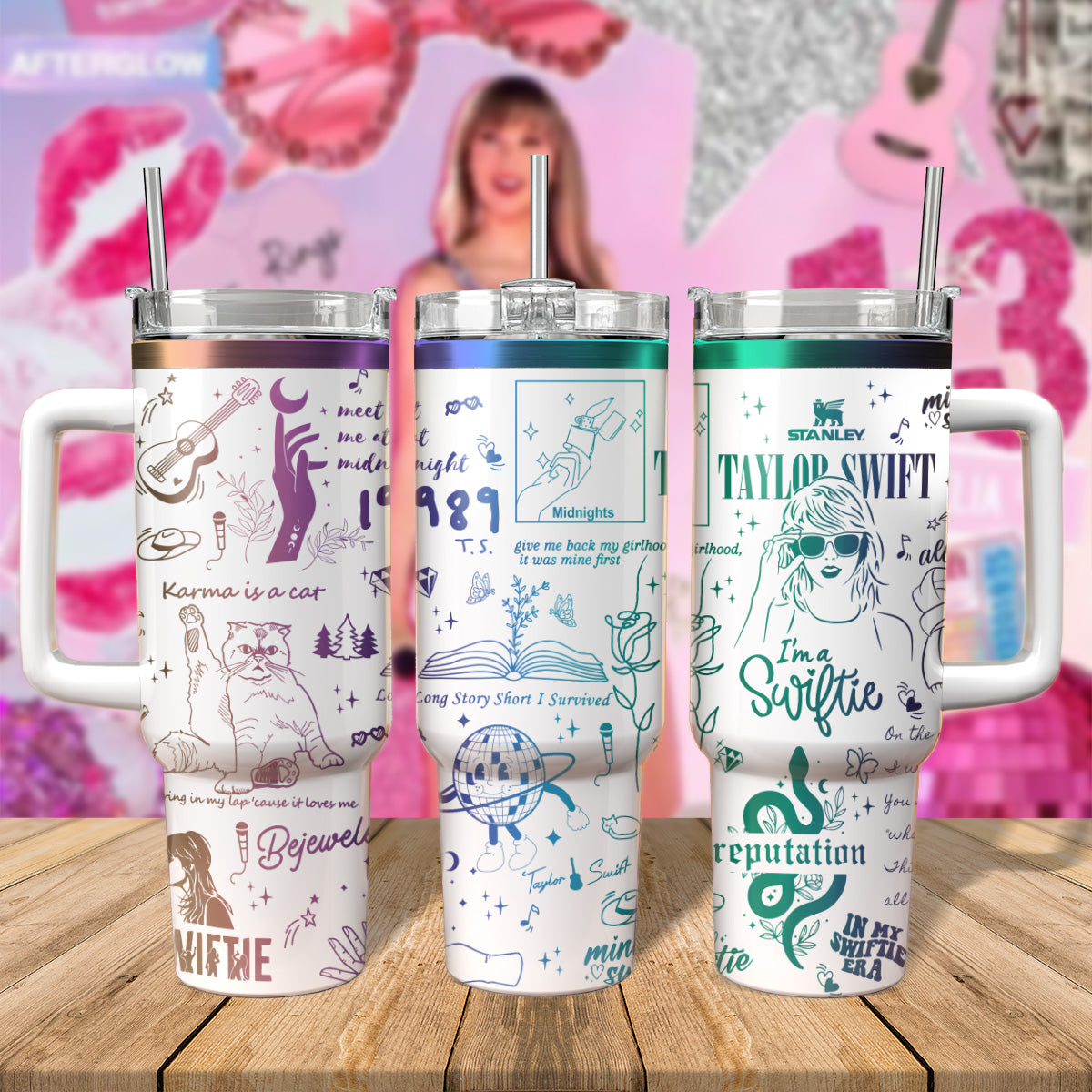 Taylor Swift Music Custom Stanley Cup 40 oz 30 oz Tumbler With Handle