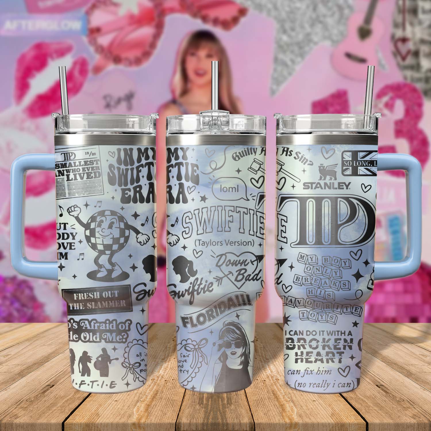 Taylor Swift Music Custom Stanley Cup 40 oz 30 oz Tumbler With Handle