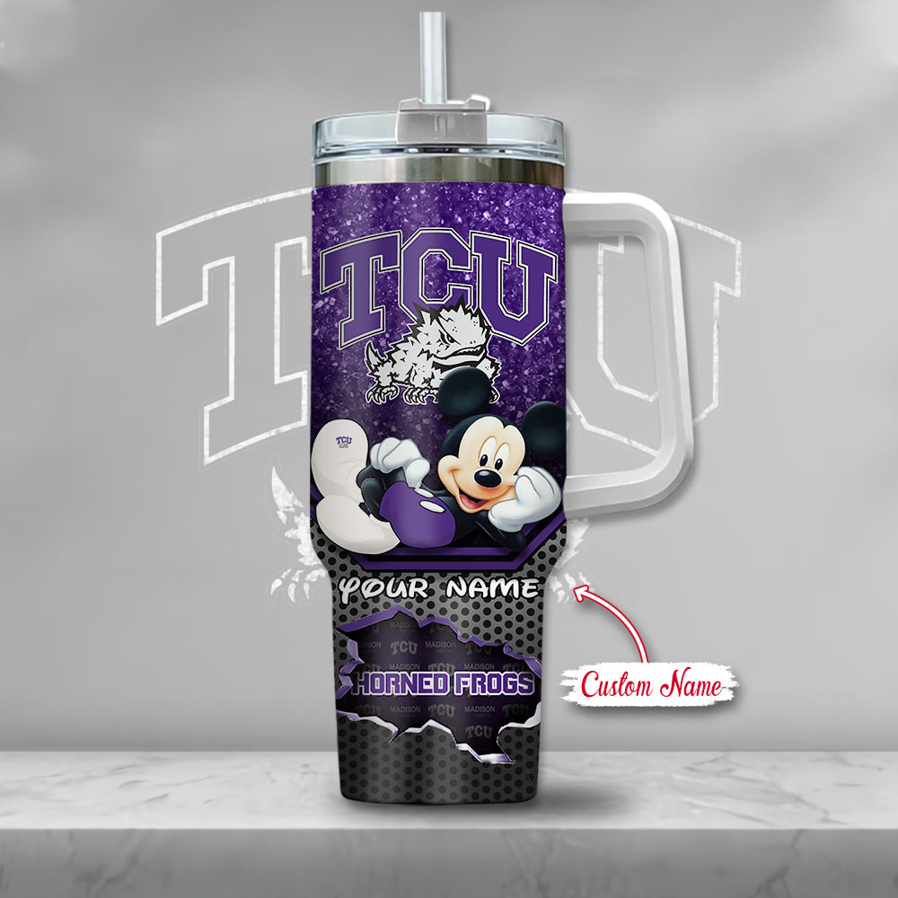 TCU Horned Frogs NCAA Mickey Mouse Custom Stanley Cup 40 oz 30 oz Tumbler With Handle