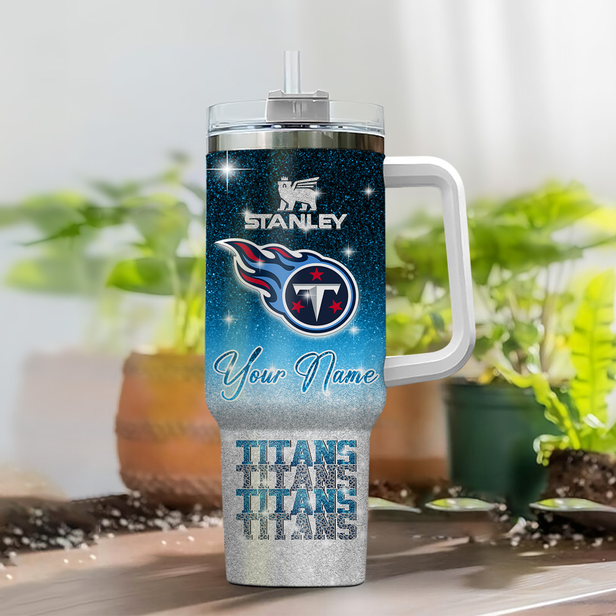 Tennessee Titans NFL Glitter Custom Stanley Cup 40 oz 30 oz Tumbler With Handle