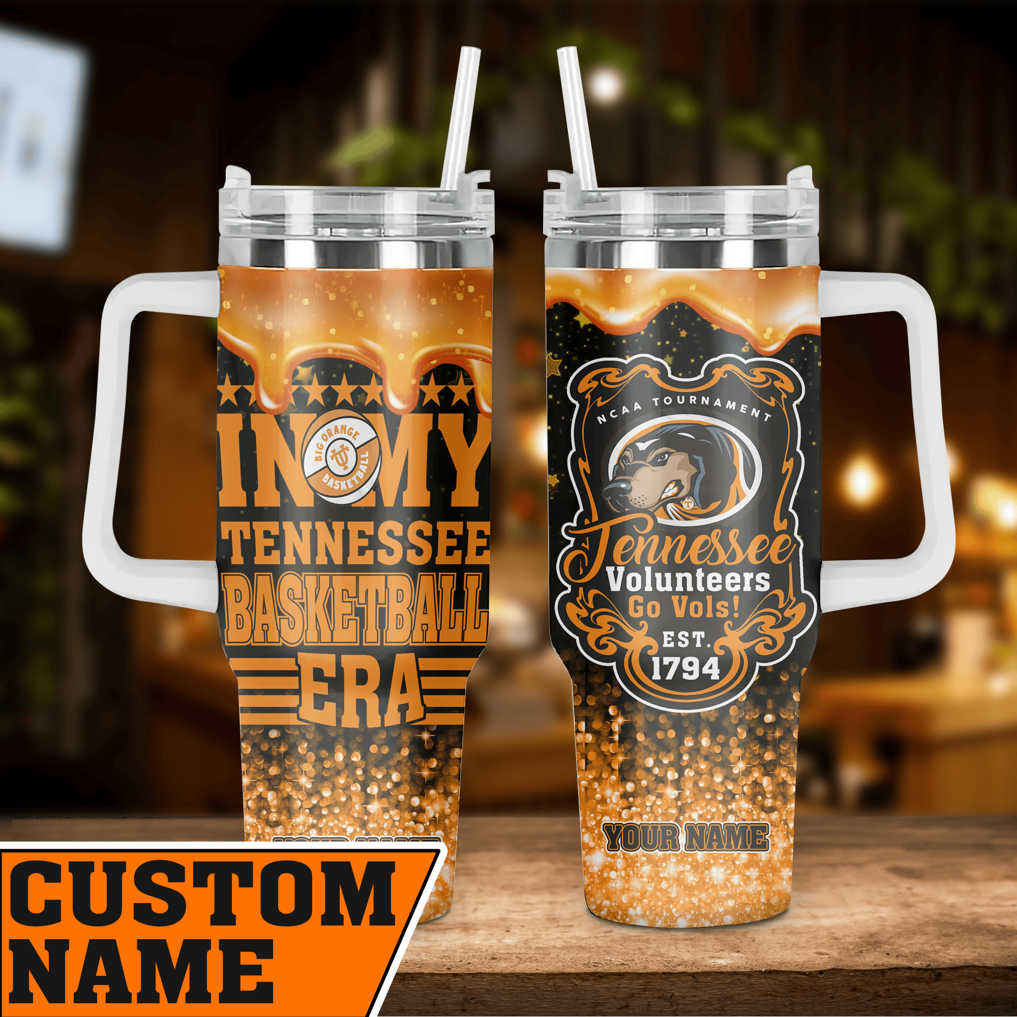 Tennessee Volunteers Baseball NCAA Custom Stanley Cup 40 oz 30 oz Tumbler With Handle