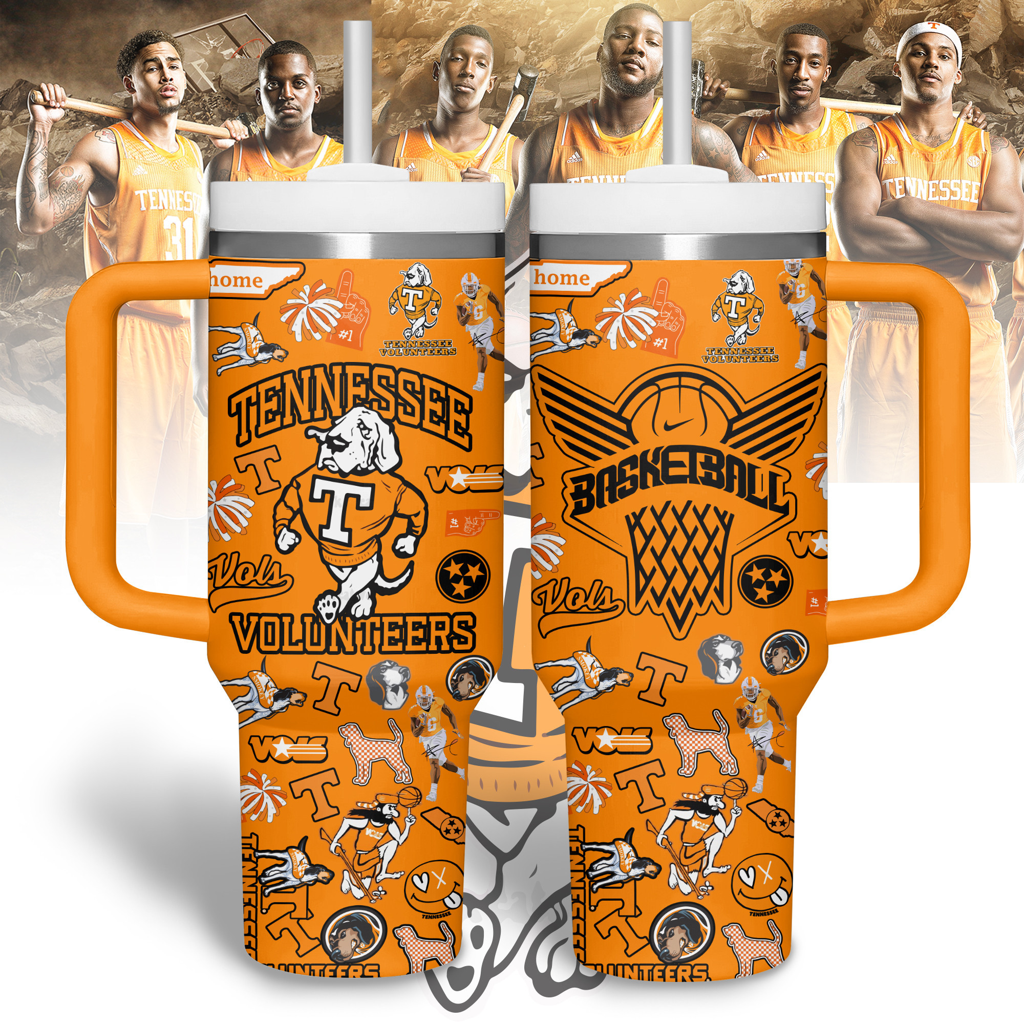 Tennessee Volunteers football NCAA Custom Stanley Cup 40 oz 30 oz Tumbler With Handle
