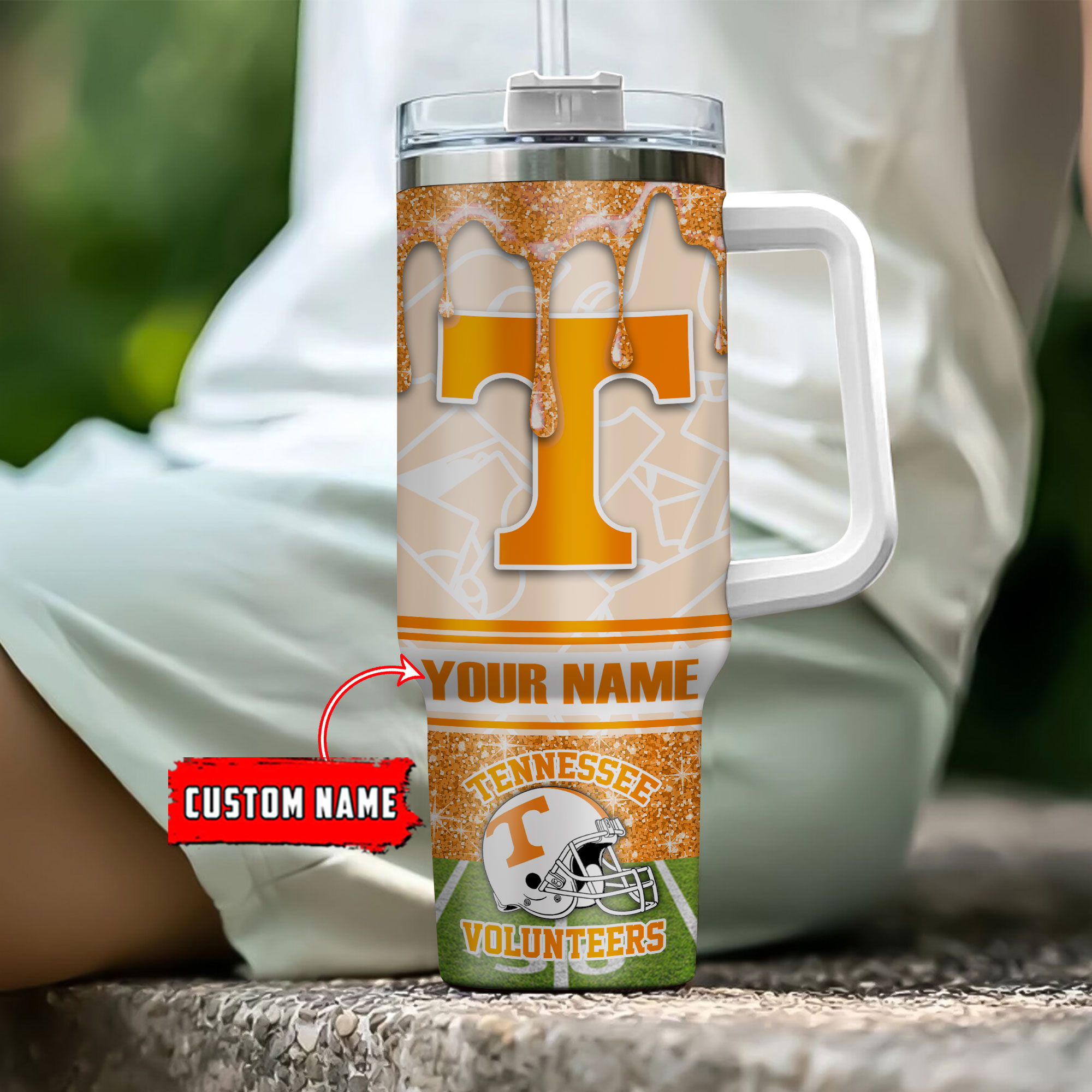 Tennessee Volunteers NCAA Glitter Custom Stanley Cup 40 oz 30 oz Tumbler With Handle