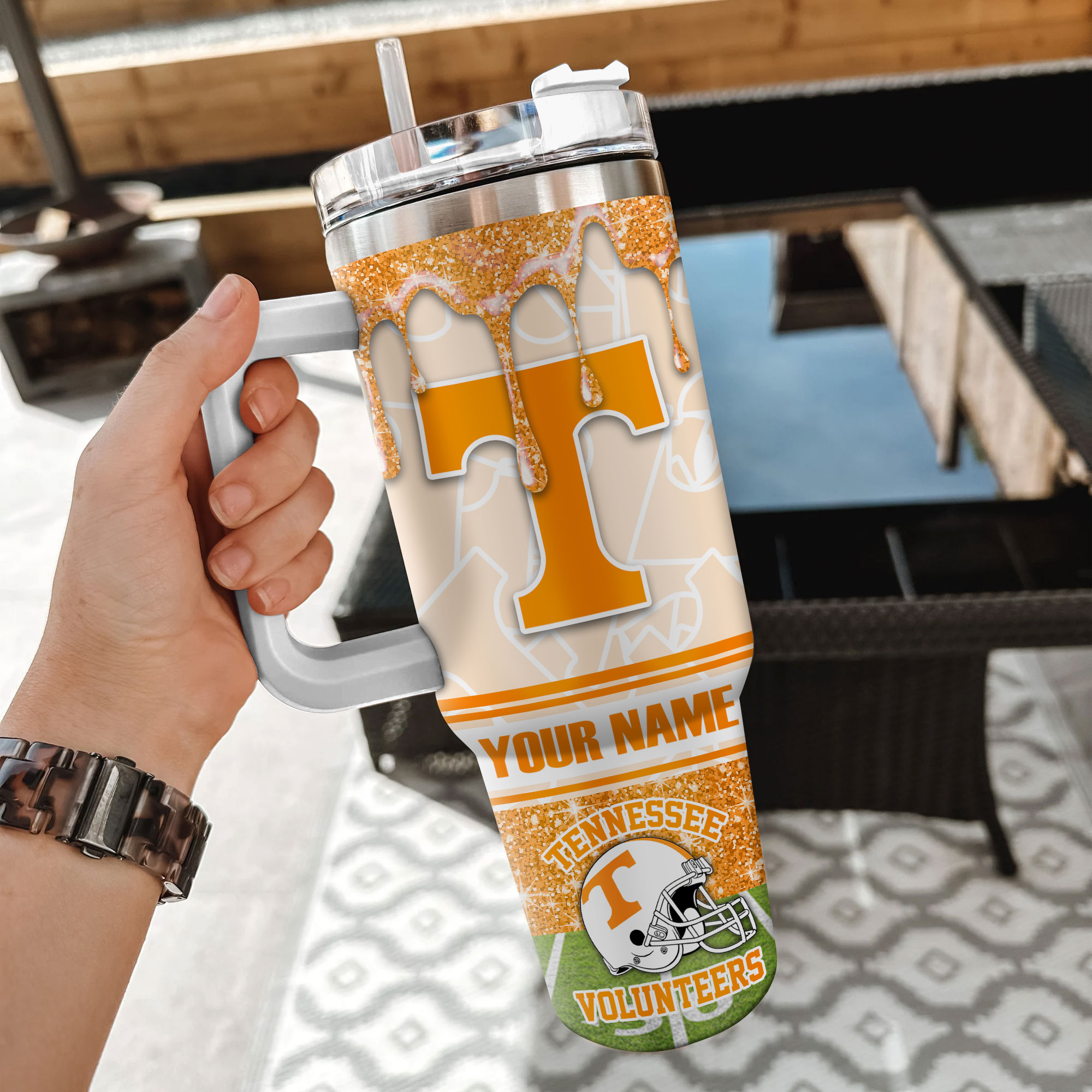 Tennessee Volunteers NCAA Glitter Custom Stanley Cup 40 oz 30 oz Tumbler With Handle