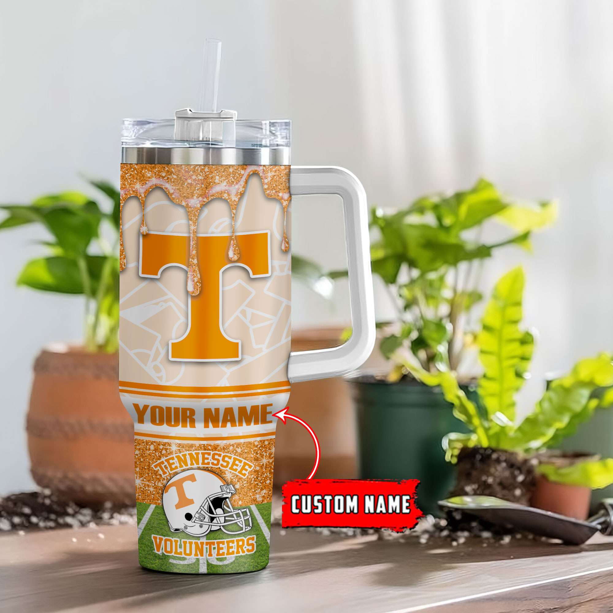 Tennessee Volunteers NCAA Glitter Custom Stanley Cup 40 oz 30 oz Tumbler With Handle