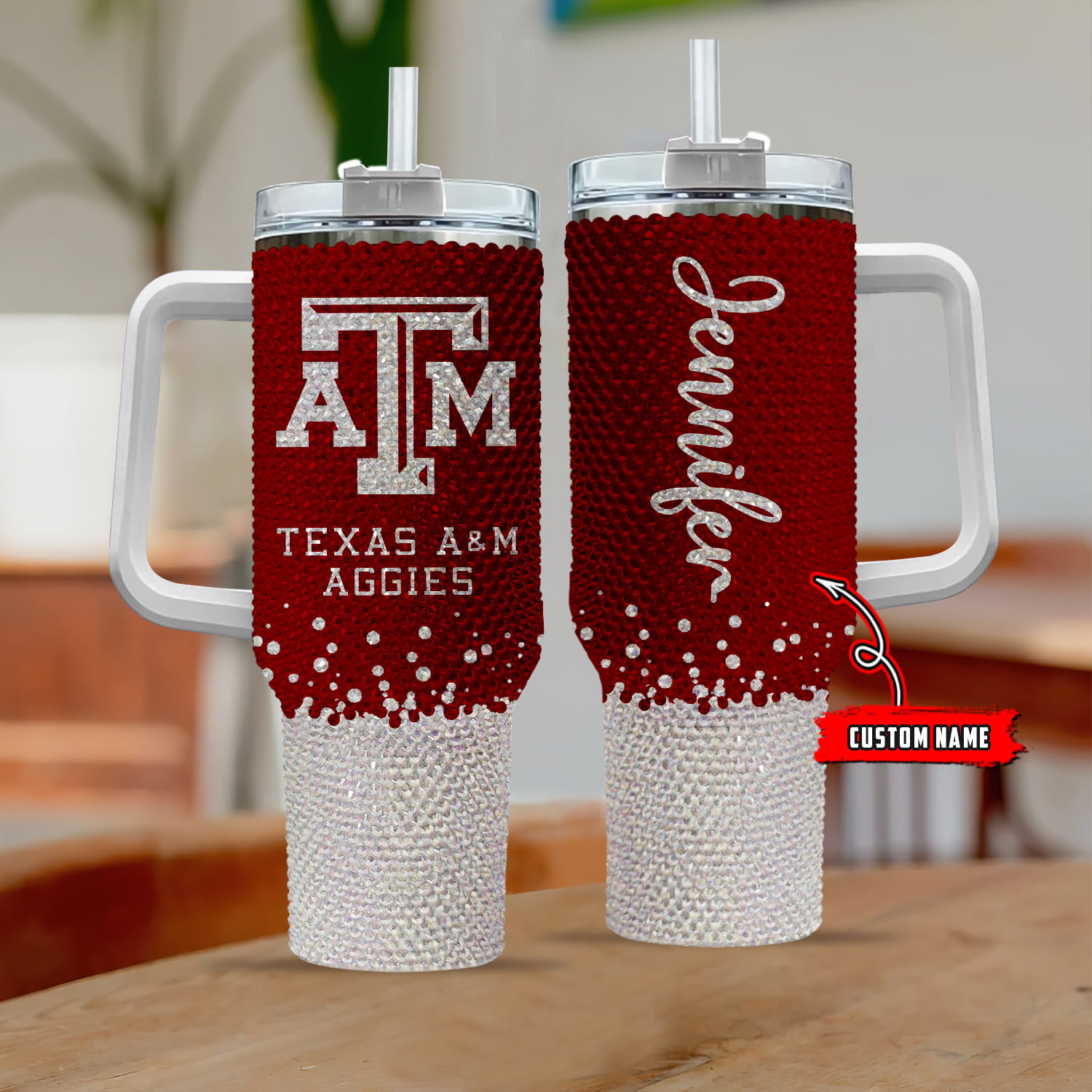 Texas A & Aggies NCAA Custom Stanley Cup 40 oz 30 oz Tumbler With Handle