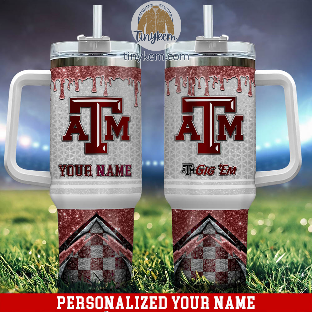 Texas A&M Aggies Glitter NCAA Custom Stanley Cup 40 oz 30 oz Tumbler With Handle
