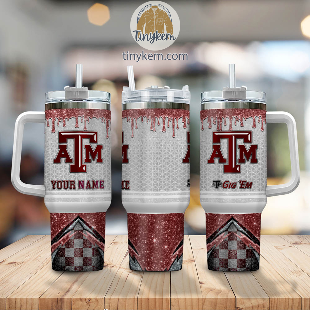 Texas A&M Aggies Glitter NCAA Custom Stanley Cup 40 oz 30 oz Tumbler With Handle