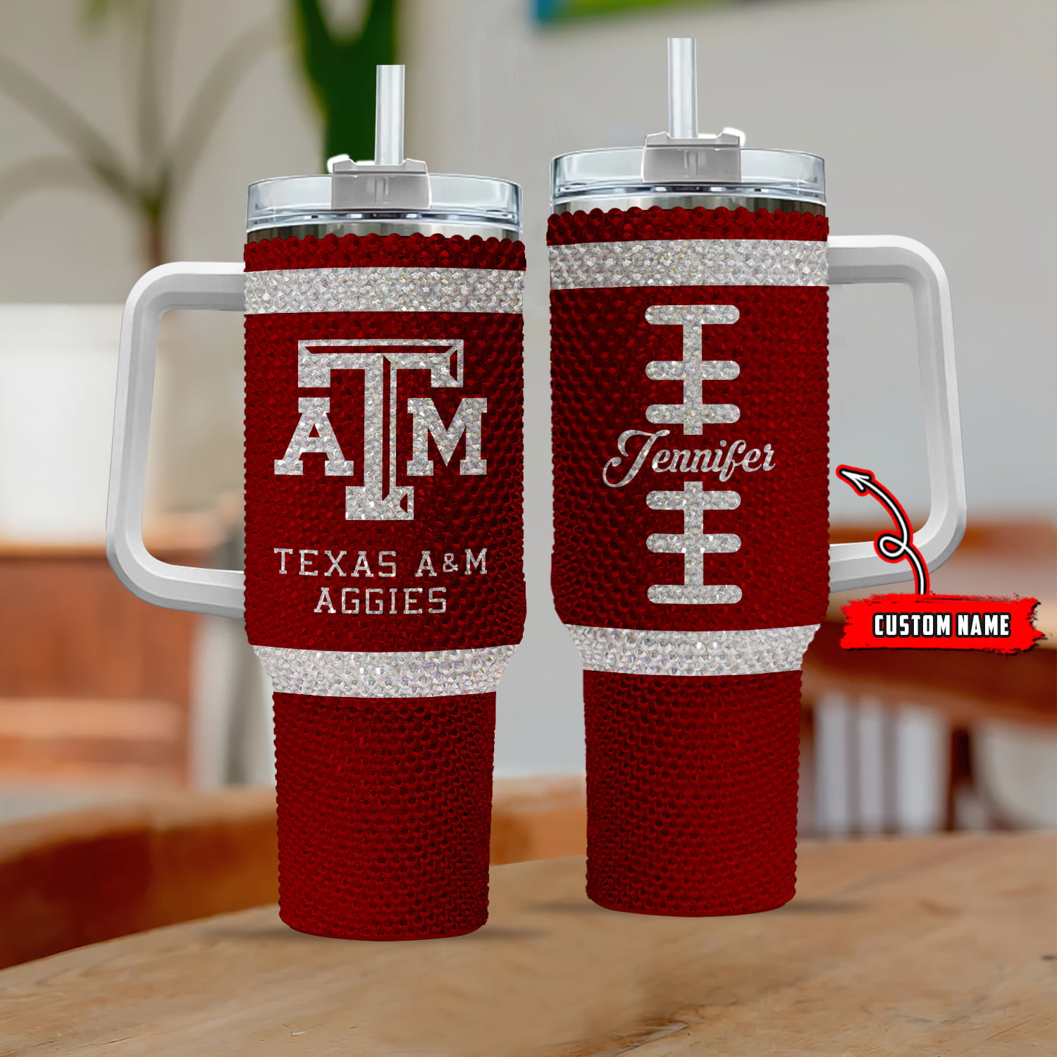 Texas ATM University NCAA Custom Stanley Cup 40 oz 30 oz Tumbler With Handle