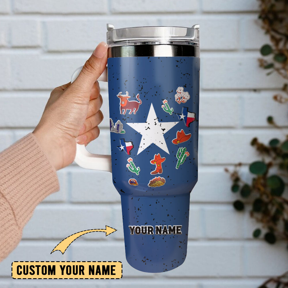Texas Flag Symbol Custom Stanley Cup 40 oz 30 oz Tumbler With Handle