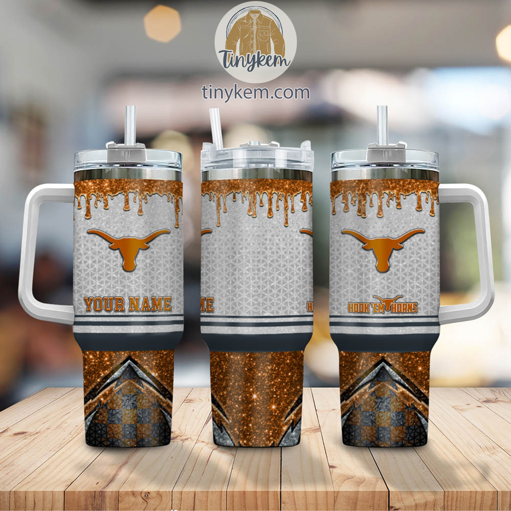Texas Longhorns Glitter NCAA Custom Stanley Cup 40 oz 30 oz Tumbler With Handle