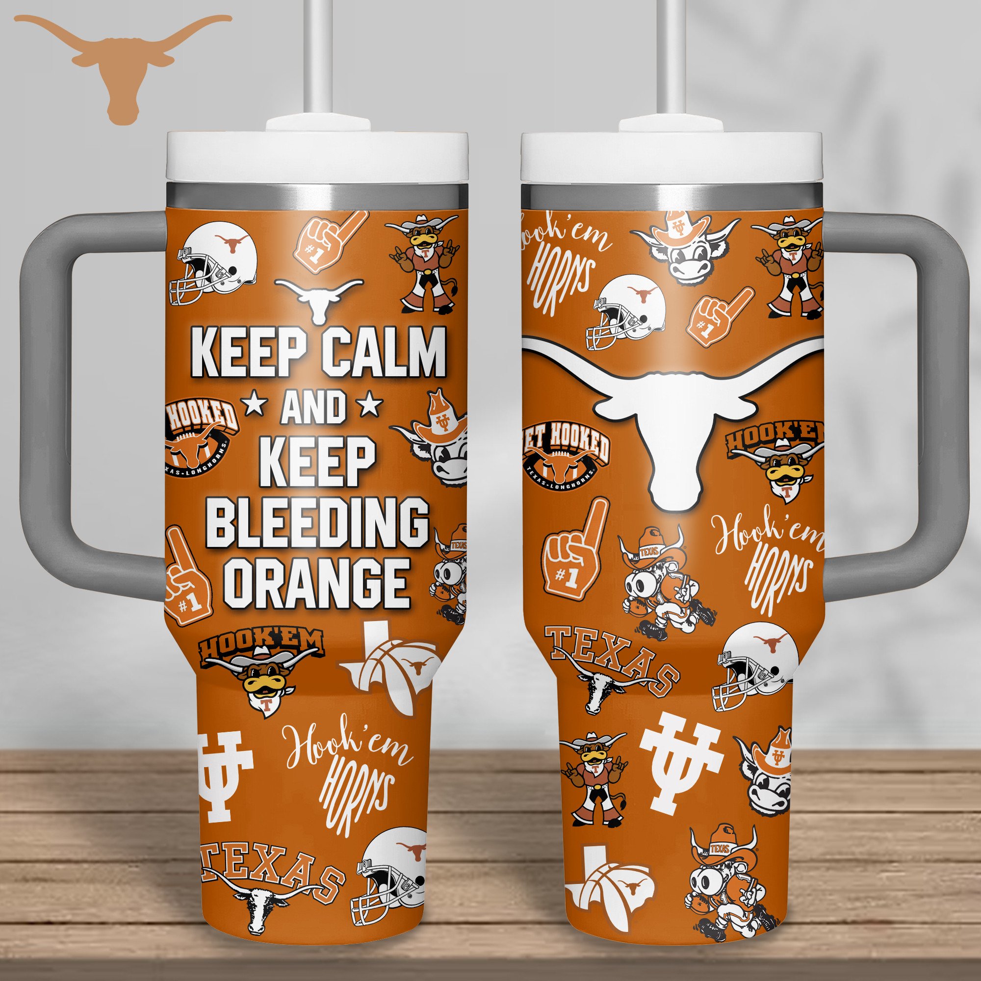 Texas Longhorns NCAA Custom Stanley Cup 40 oz 30 oz Tumbler With Handle