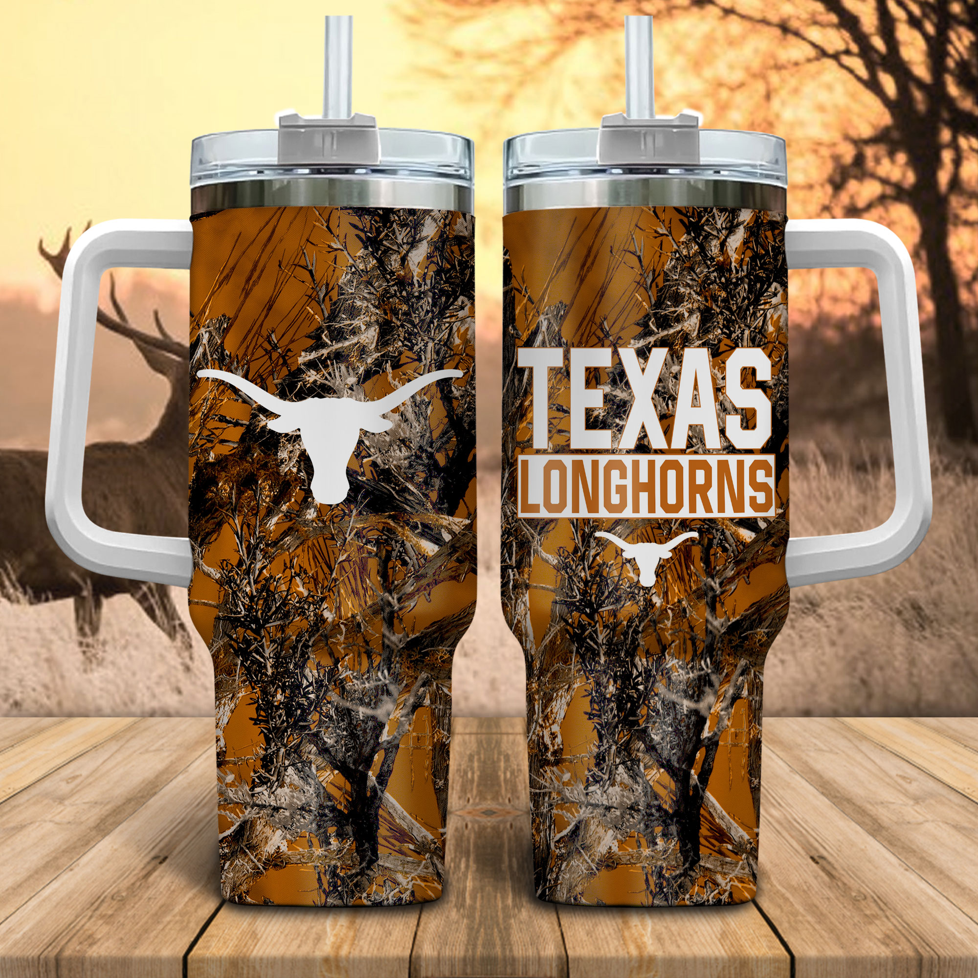 Texas Longhorns NCAA Hunting Custom Stanley Cup 40 oz 30 oz Tumbler With Handle